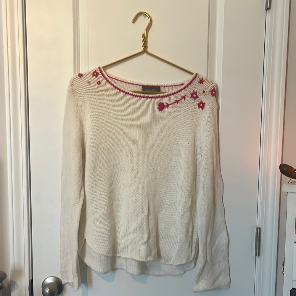 Wooden Ships Cream and Pink Blouse with Floral Design
